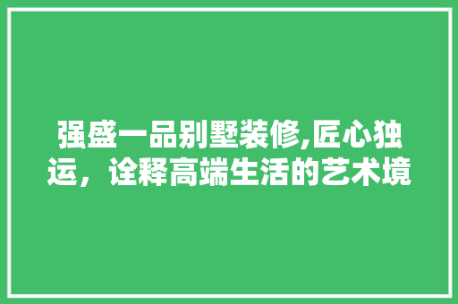 强盛一品别墅装修,匠心独运，诠释高端生活的艺术境界