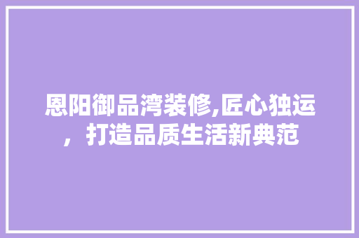 恩阳御品湾装修,匠心独运，打造品质生活新典范 现代风格装饰