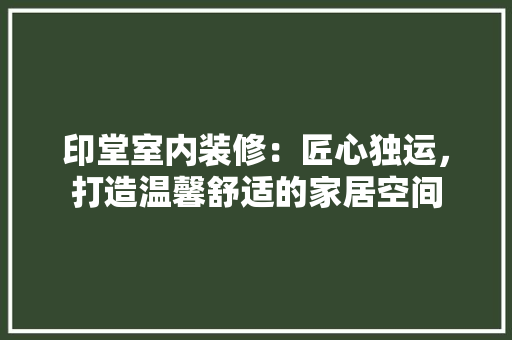 印堂室内装修：匠心独运，打造温馨舒适的家居空间 家居装修
