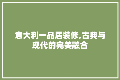 意大利一品居装修,古典与现代的完美融合