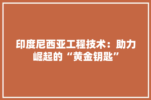印度尼西亚工程技术：助力崛起的“黄金钥匙” 家居装修