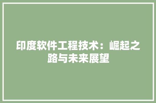 印度软件工程技术：崛起之路与未来展望