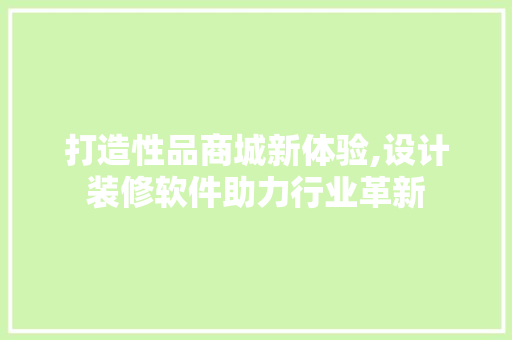 打造性品商城新体验,设计装修软件助力行业革新 现代风格装饰