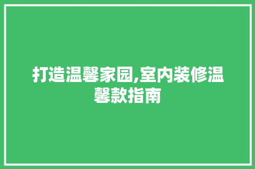 打造温馨家园,室内装修温馨款指南 客厅装修