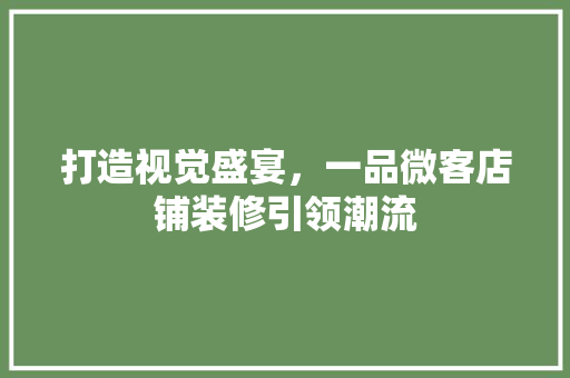 打造视觉盛宴，一品微客店铺装修引领潮流 中式风格装饰