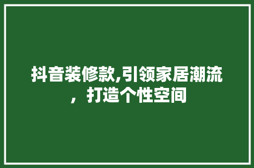 抖音装修款,引领家居潮流，打造个性空间 室内设计