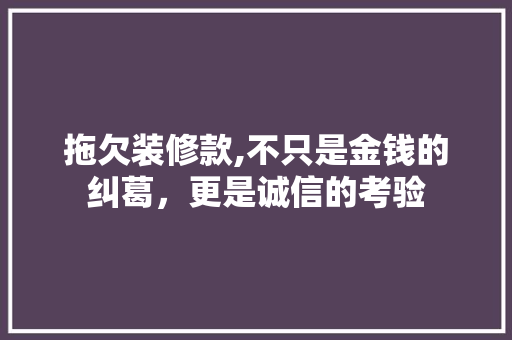 拖欠装修款,不只是金钱的纠葛，更是诚信的考验 软装设计