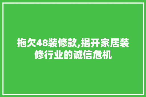 拖欠48装修款,揭开家居装修行业的诚信危机 家居装修