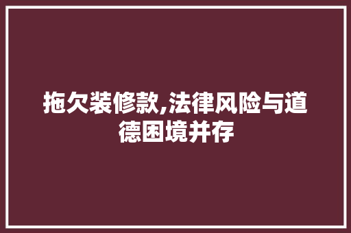 拖欠装修款,法律风险与道德困境并存