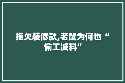 拖欠装修款,老鼠为何也“偷工减料” 卧室装修