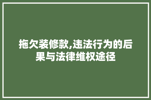 拖欠装修款,违法行为的后果与法律维权途径 中式风格装饰