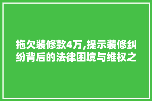 拖欠装修款4万,提示装修纠纷背后的法律困境与维权之路 现代风格装饰