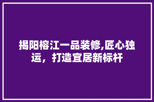 揭阳榕江一品装修,匠心独运，打造宜居新标杆
