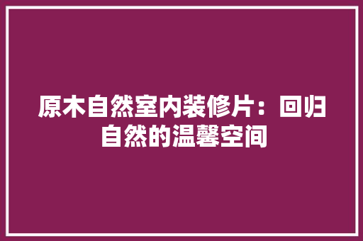 原木自然室内装修片：回归自然的温馨空间 室内设计