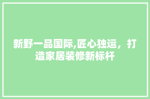 新野一品国际,匠心独运，打造家居装修新标杆 卧室装修