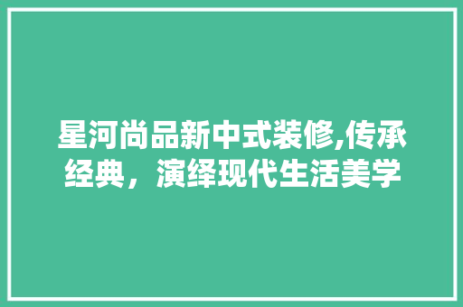 星河尚品新中式装修,传承经典，演绎现代生活美学 中式风格装饰