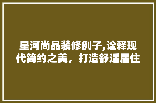 星河尚品装修例子,诠释现代简约之美，打造舒适居住空间 中式风格装饰