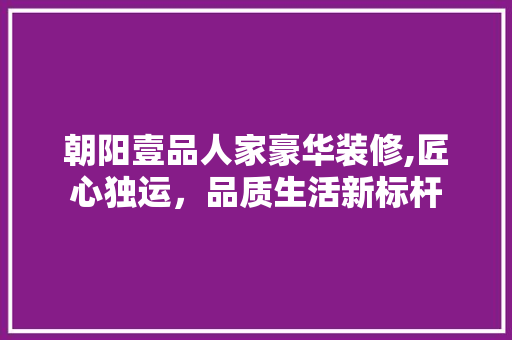 朝阳壹品人家豪华装修,匠心独运，品质生活新标杆