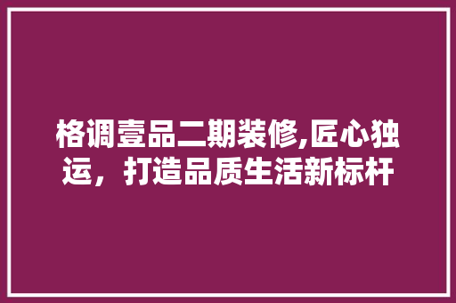 格调壹品二期装修,匠心独运，打造品质生活新标杆