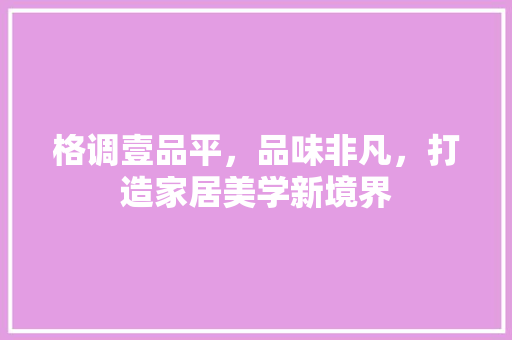 格调壹品平，品味非凡，打造家居美学新境界