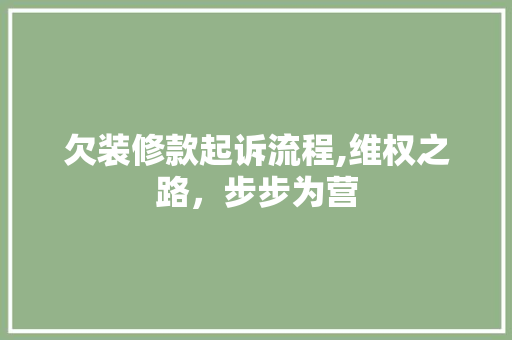 欠装修款起诉流程,维权之路，步步为营