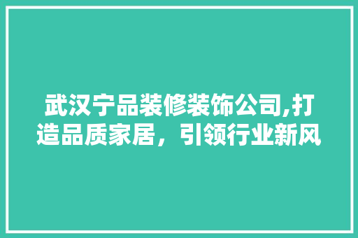 武汉宁品装修装饰公司,打造品质家居，引领行业新风尚