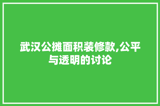 武汉公摊面积装修款,公平与透明的讨论