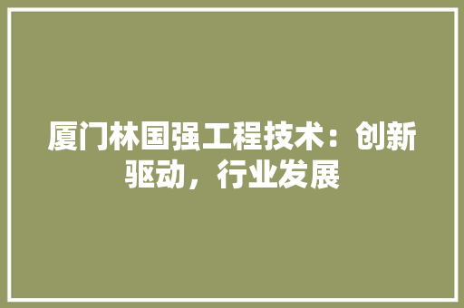 厦门林国强工程技术：创新驱动，行业发展