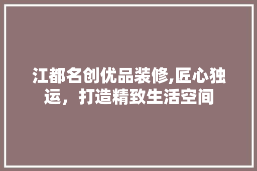 江都名创优品装修,匠心独运，打造精致生活空间 家居装修