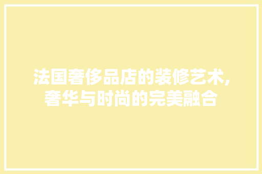 法国奢侈品店的装修艺术,奢华与时尚的完美融合
