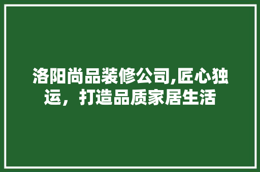 洛阳尚品装修公司,匠心独运，打造品质家居生活 室内设计
