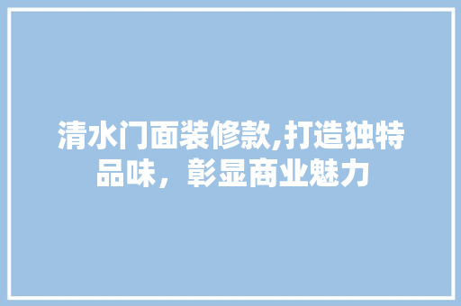 清水门面装修款,打造独特品味，彰显商业魅力 软装设计
