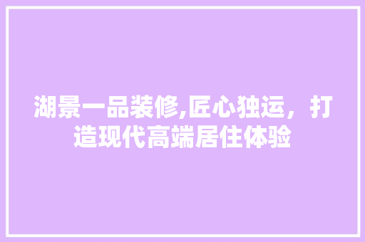 湖景一品装修,匠心独运，打造现代高端居住体验 室内设计