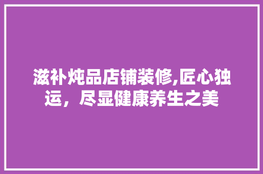 滋补炖品店铺装修,匠心独运，尽显健康养生之美
