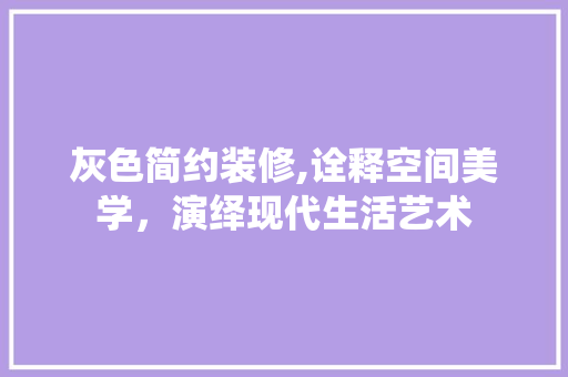 灰色简约装修,诠释空间美学，演绎现代生活艺术 客厅装修