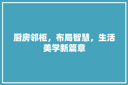 厨房邻柜，布局智慧，生活美学新篇章