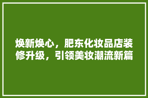 焕新焕心，肥东化妆品店装修升级，引领美妆潮流新篇章 软装设计