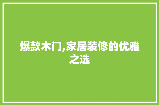 爆款木门,家居装修的优雅之选