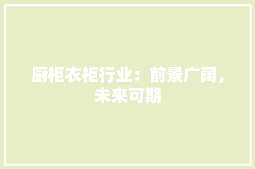 厨柜衣柜行业：前景广阔，未来可期 卧室装修