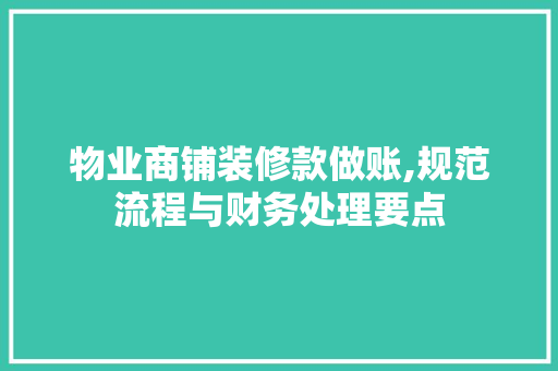 物业商铺装修款做账,规范流程与财务处理要点