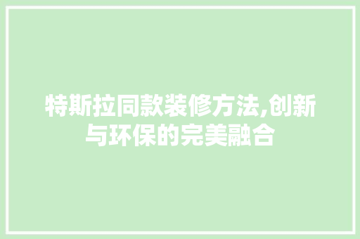 特斯拉同款装修方法,创新与环保的完美融合 现代风格装饰