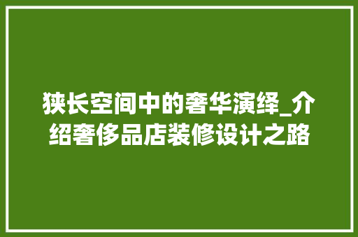 狭长空间中的奢华演绎_介绍奢侈品店装修设计之路