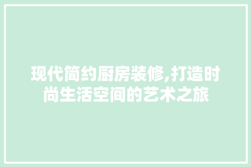 现代简约厨房装修,打造时尚生活空间的艺术之旅 现代风格装饰