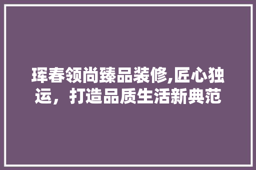 珲春领尚臻品装修,匠心独运，打造品质生活新典范