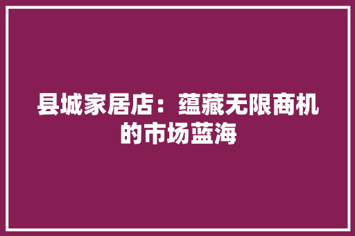 县城家居店：蕴藏无限商机的市场蓝海 卧室装修