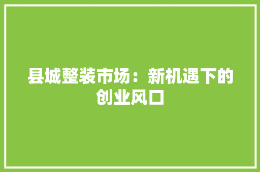 县城整装市场：新机遇下的创业风口 卧室装修
