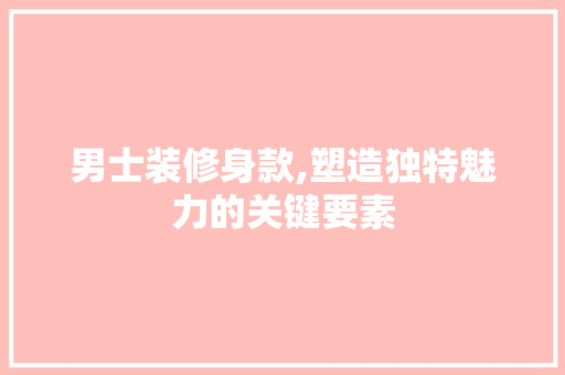 男士装修身款,塑造独特魅力的关键要素 现代风格装饰