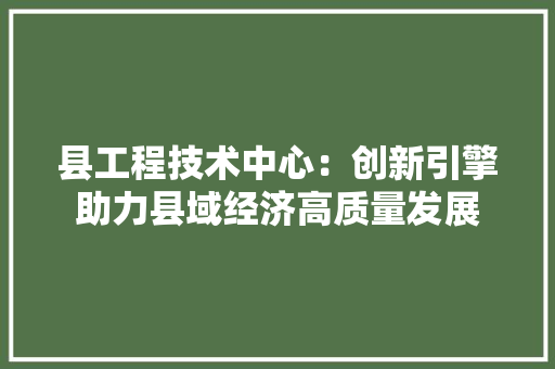 县工程技术中心：创新引擎助力县域经济高质量发展 卧室装修