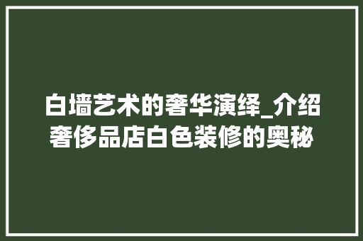 白墙艺术的奢华演绎_介绍奢侈品店白色装修的奥秘 现代风格装饰