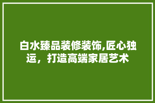 白水臻品装修装饰,匠心独运，打造高端家居艺术 室内设计